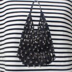 Sukongfahsion NO.16111 Striped women's t-shirt with printed bag and beading-detail