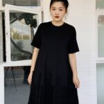 sukongfashion NO.15666 Lady shirt dress with wavy pleats-black