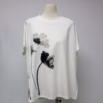 sukongfashion NO.16015 sequin embroidered floral ink T-shirt-white