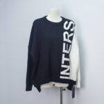 Asymmetric Colorblock Letter Embroidered Sweater-black