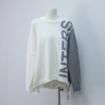 Asymmetric Colorblock Letter Embroidered Sweater-white-1