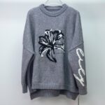 Chic 3D Flower with Pendant Embellishments Women Sweater-hanging-gray