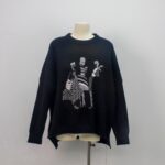 Chic Skull Figure Jacquard Sweater with Rhinestones-black