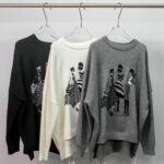 Chic Skull Figure Jacquard Sweater with Rhinestones-hanging