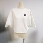 Sparkling Elegance Women's T-shirt Batwing Sleeves with Rhinestone Badge Appliqué-white'