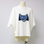 Sukongfashion NO.16153 women t-shirts with Appliqué denim bags