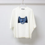 Sukongfashion NO.16153 women t-shirts with Appliqué denim bags-hanging