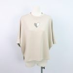 NO.15379 Air Layer Hollowed-out Half Heart Women's T-shirt-apricot