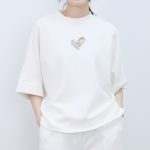 NO.15379 Air Layer Hollowed-out Half Heart Women's T-shirt-white