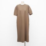 NO.15983 Solid color T-shirt long dress-khaki