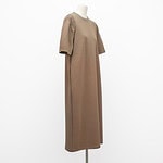 NO.15983 Solid color T-shirt long dress-khaki-side