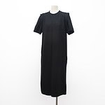 NO.16087 Sleek Lines Short Sleeve Midi Dress-black-1