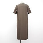 NO.16087 Sleek Lines Short Sleeve Midi Dress-khaki-1