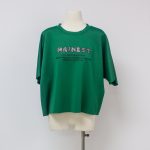 NO.16108 Summer Women's Short Sleeve T-shirt with Shiny & Raised Letters-Green