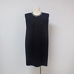 Sukong Fashion NO.16336 Sleeveless Mini Dress with Shoulder Pads and Rhinestone Detail-black