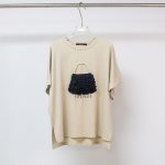 Sukong Fashion NO.16378 Women's Summer T-shirt with Pearl Studs and Pleated Bag Design-apricot-hanging