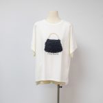 Sukong Fashion NO.16378 Women's Summer T-shirt with Pearl Studs and Pleated Bag Design-white