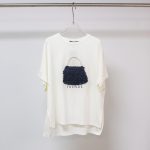 Sukong Fashion NO.16378 Women's Summer T-shirt with Pearl Studs and Pleated Bag Design-white-hanging