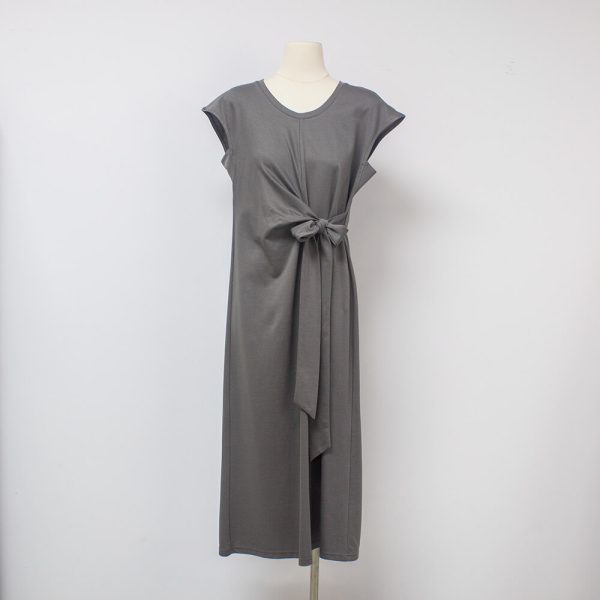 Sukong Fashion Summer Dress NO.16322 Classic Skincare Silk Cotton Cap Sleeve Dress-gray