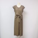 Sukong Fashion Summer Dress NO.16322 Classic Skincare Silk Cotton Cap Sleeve Dress-khaki