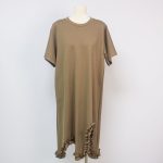 Sukong fashion NO.15720 Summer Solid Color Dress with Irregular Pleated Hem-khaki