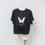 Sukong fashion NO.16033 butterfliy graphic health cloth women t-shirts crop top-black