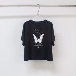 Sukong fashion NO.16033 butterfliy graphic health cloth women t-shirts crop top-black-hanging