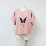 Sukong fashion NO.16033 butterfliy graphic health cloth women t-shirts crop top-pink