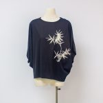 Sukong fashion NO.16166 summer ice cotton Women T-Shirts with bamboo leaves embroidery-black