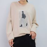 Sukongfashion NO.15568 Air Layer Women's Long Sleeve T-shirt Adorned with Sequins【classic design】-apricot