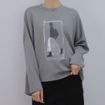 Sukongfashion NO.15568 Air Layer Women's Long Sleeve T-shirt Adorned with Sequins【classic design】-gray