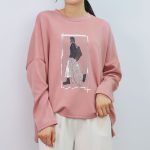 Sukongfashion NO.15568 Air Layer Women's Long Sleeve T-shirt Adorned with Sequins【classic design】-pink