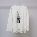 Sukongfashion NO.15625 Air Layer Women's Long Sleeve T-shirt with Towel Embroidery and Silver Foil Print-white