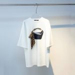 16578 Elegant Fall T-Shirt Round Neck with 3D Bag Strap- Details-white